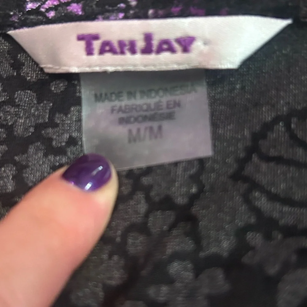 Crushed Velvet Whimsigoth Burnout Purple and Black Floral Long Sleeve Top - Picture 5 of 5